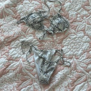 XS snake skin tie bikini NEVER WORN
